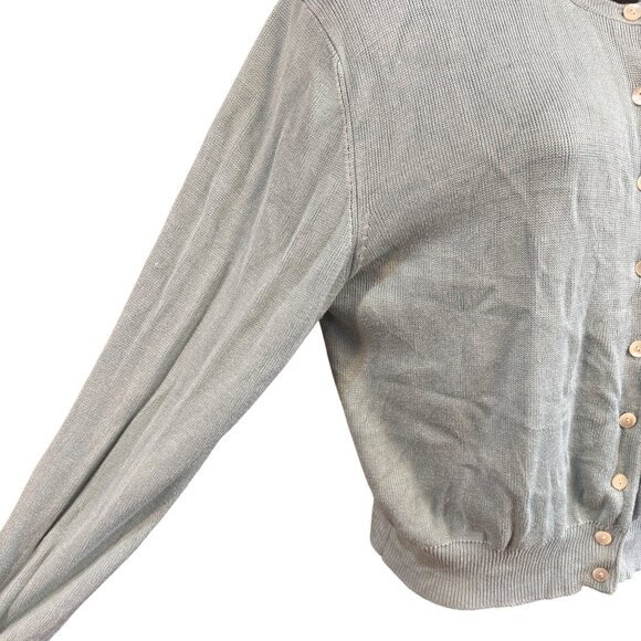 Talbots Womens Sz L Cardigan Sweater 100% Silk Light Blue Button-Up - Picture 3 of 8